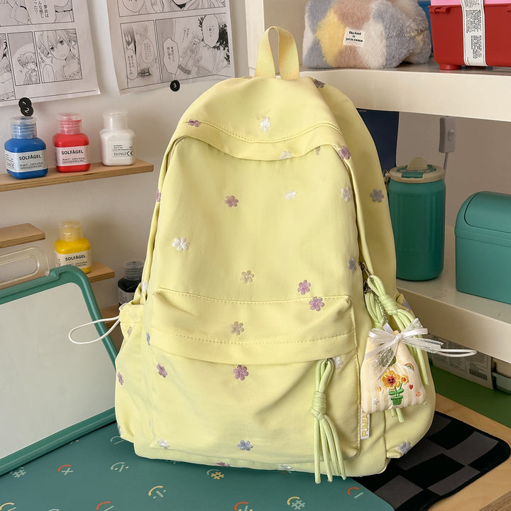 Floral Embroidered Day School Backpack