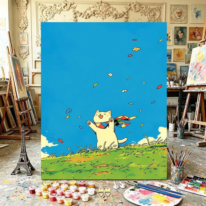 Playful Cat Illustration Art Print Kalsten