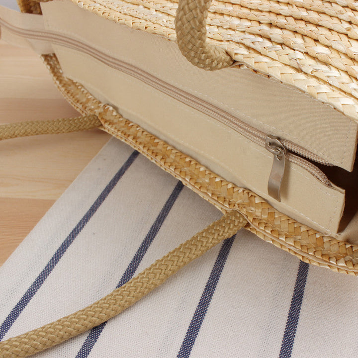 Handcrafted straw bag with long handles Kalsten