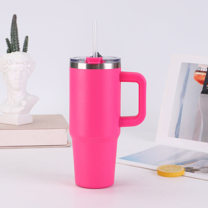 Ladies insulating cup with practical handle and straw Kalsten