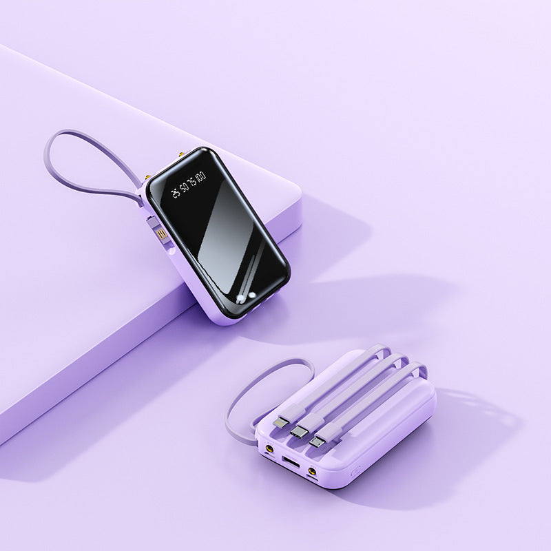 Portable power bank with integrated cable management and digital charge level display Kalsten