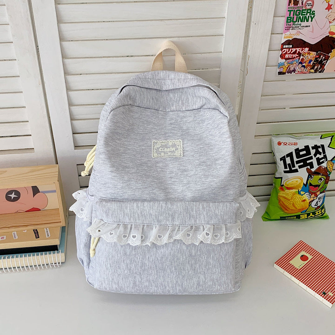 Elegant Ruffled Lace School Backpack