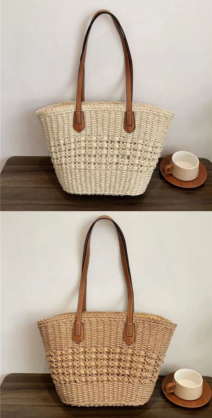 Braided tote bag with leather accents Kalsten