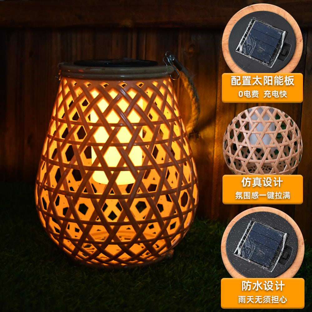 Decorative Woven Lantern With Rope Handle Kalsten