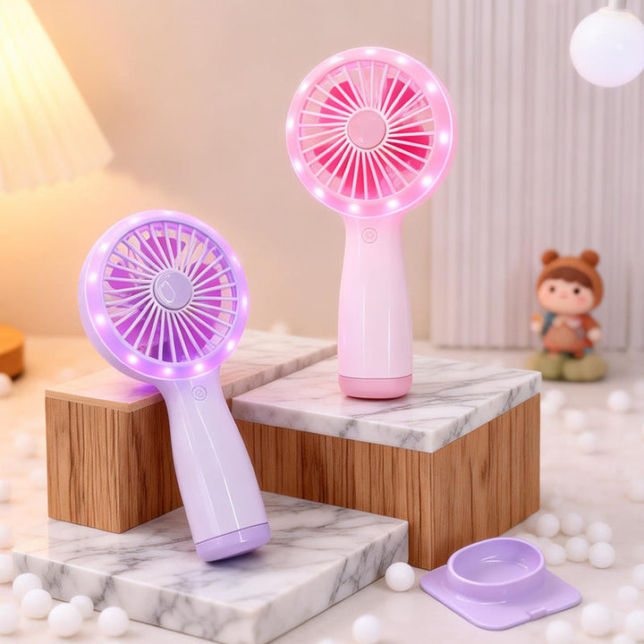 Ladies portable hand fan with LED lighting and USB connection Kalsten