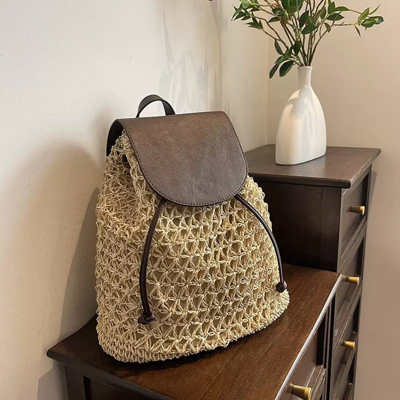 Braided shoulder bag with leather flap Kalsten