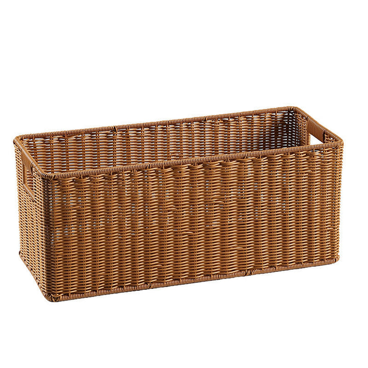 Handwoven Rectangular Storage Bin with Cutout Handles Kalsten