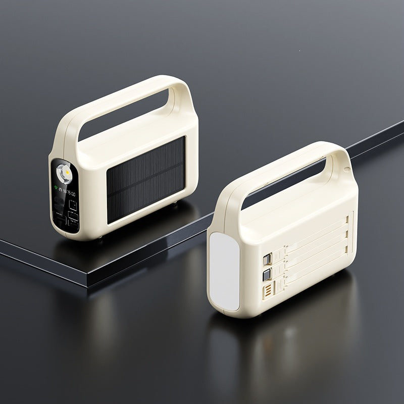 Portable solar power bank with integrated LED display and ergonomic carrying handle Kalsten