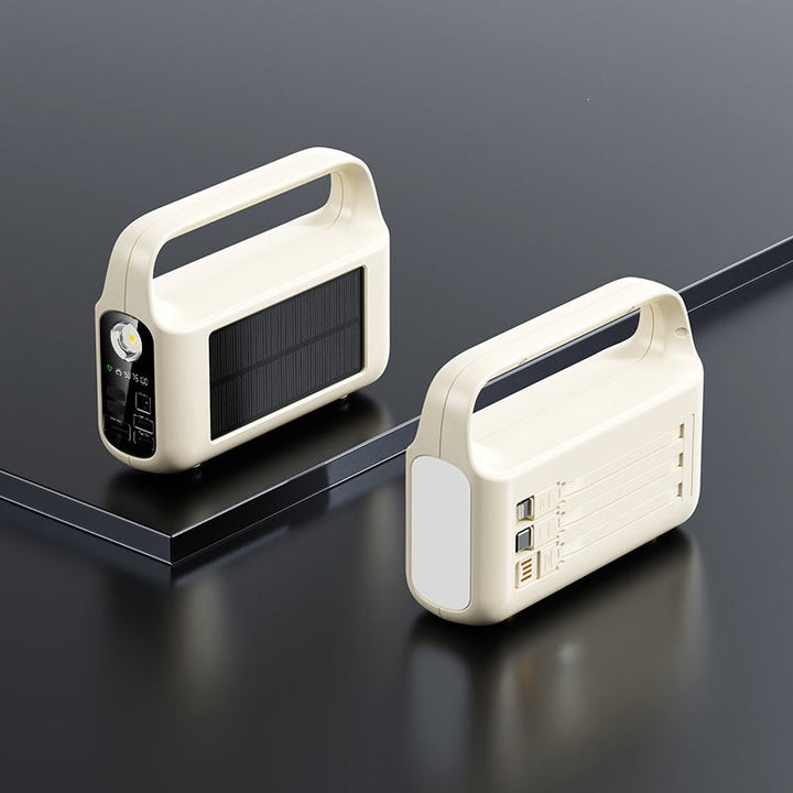 Portable solar power bank with integrated LED display and ergonomic carrying handle Kalsten