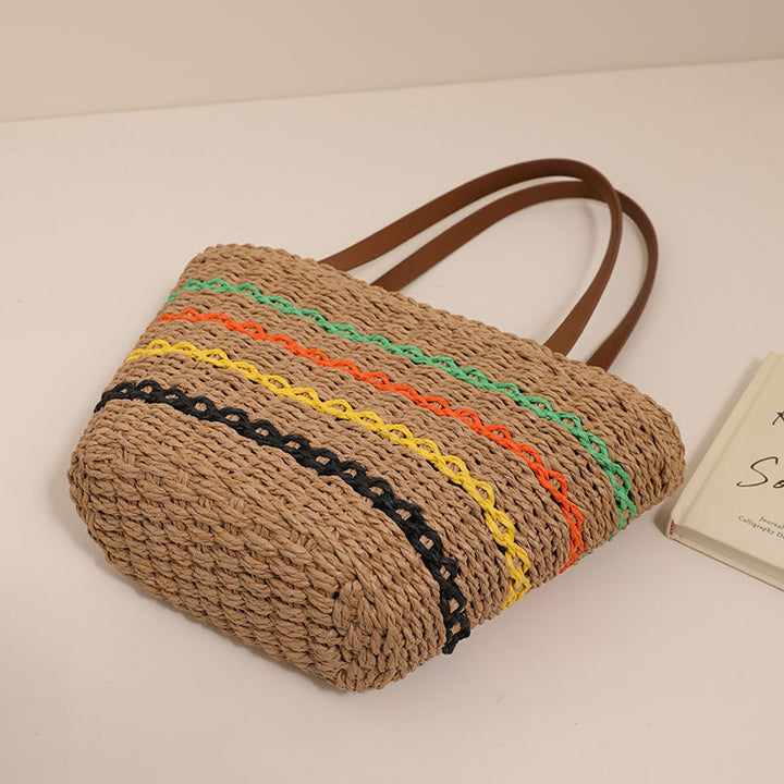 Trendy Straw Bag with Colorful Details Kalsten