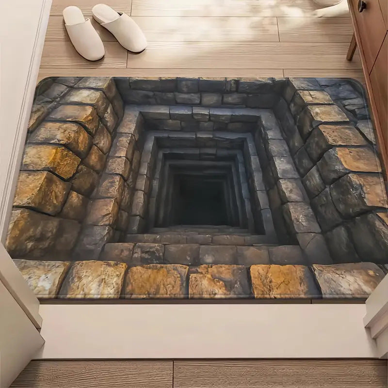 3D Brick Pattern Optical Illusion Bath Mat Kalsten