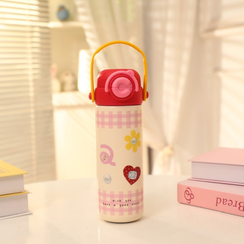Insulated Stainless Steel Drink Bottle with Cheerful Flower Pattern Kalsten
