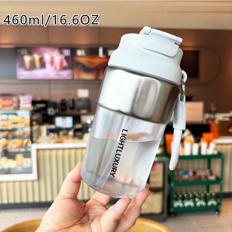 Women insulated drinking bottle with non-slip silicone ring and integrated straw Kalsten
