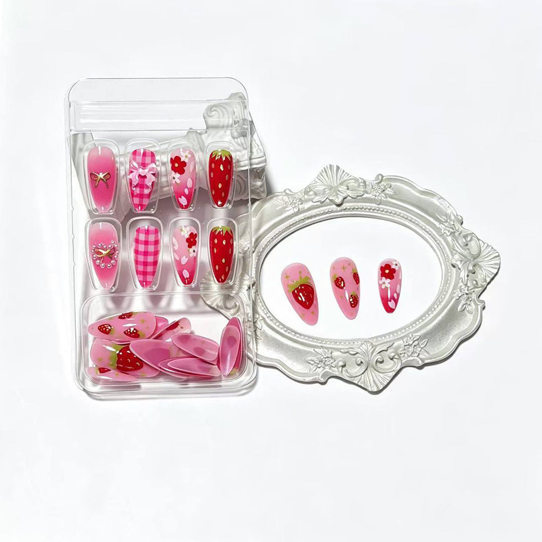 Strawberry-Themed Press-On Nail Art Set Kalsten