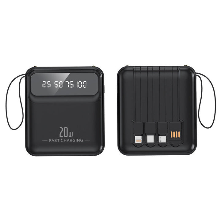 Portable power bank with integrated charging cables and digital capacity display Kalsten
