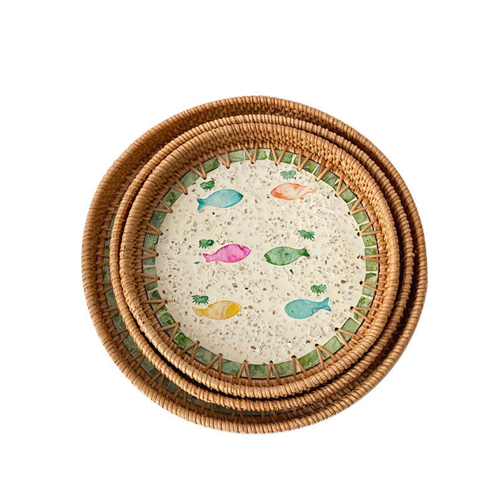Women's Round Mosaic Serving Platter Kalsten