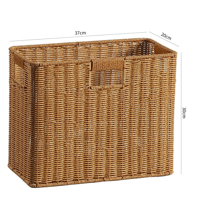 Handwoven Rectangular Storage Basket with Cutout Handles Kalsten