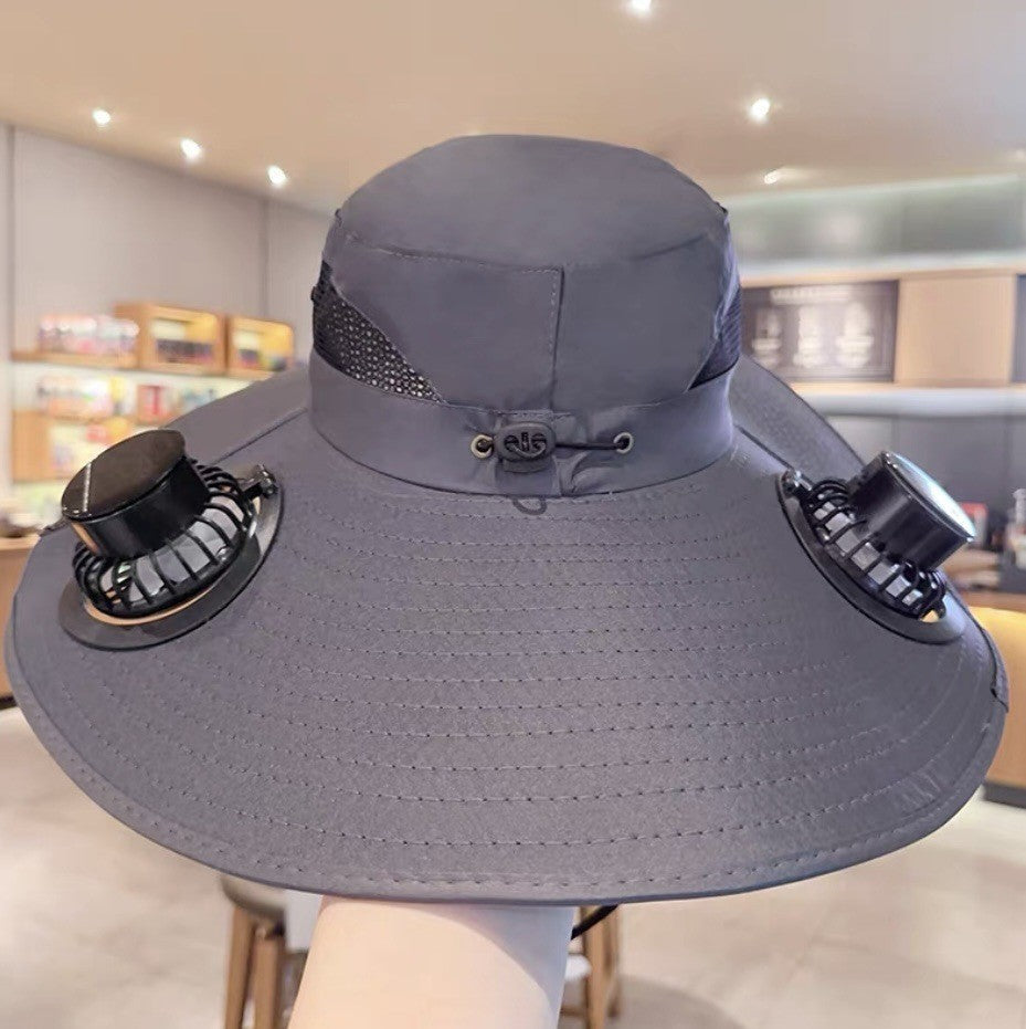 UV-Protect-Sun Hat with removable face and neck protection, integrated solar fan and breathable mesh Kalsten