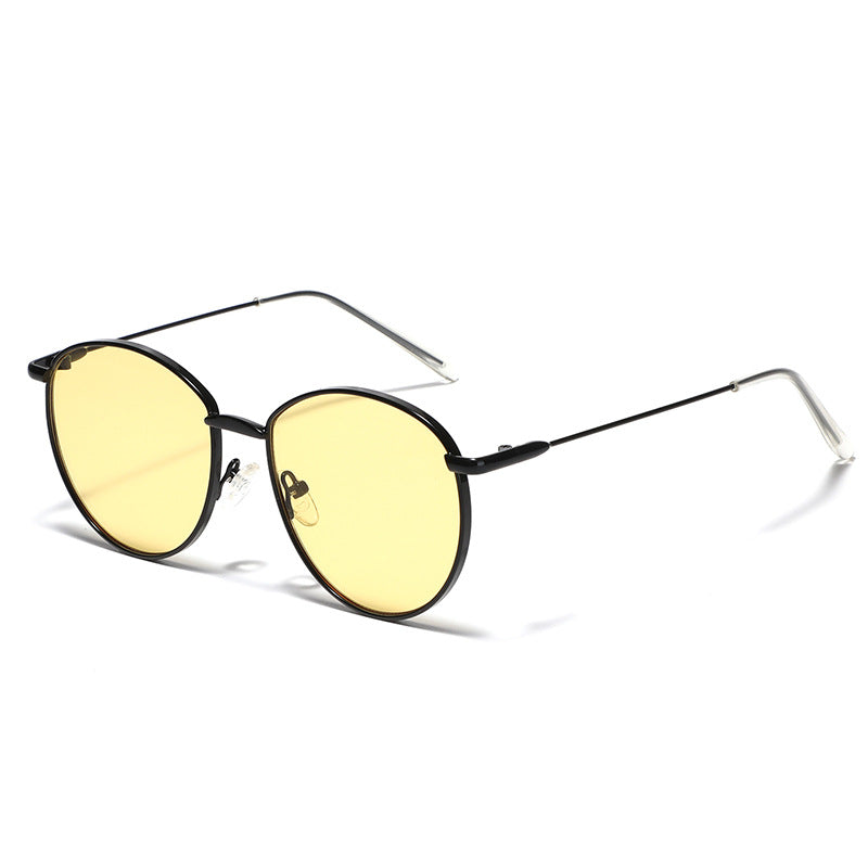 Women's round sunglasses with slim metal frame and polarized lenses Kalsten
