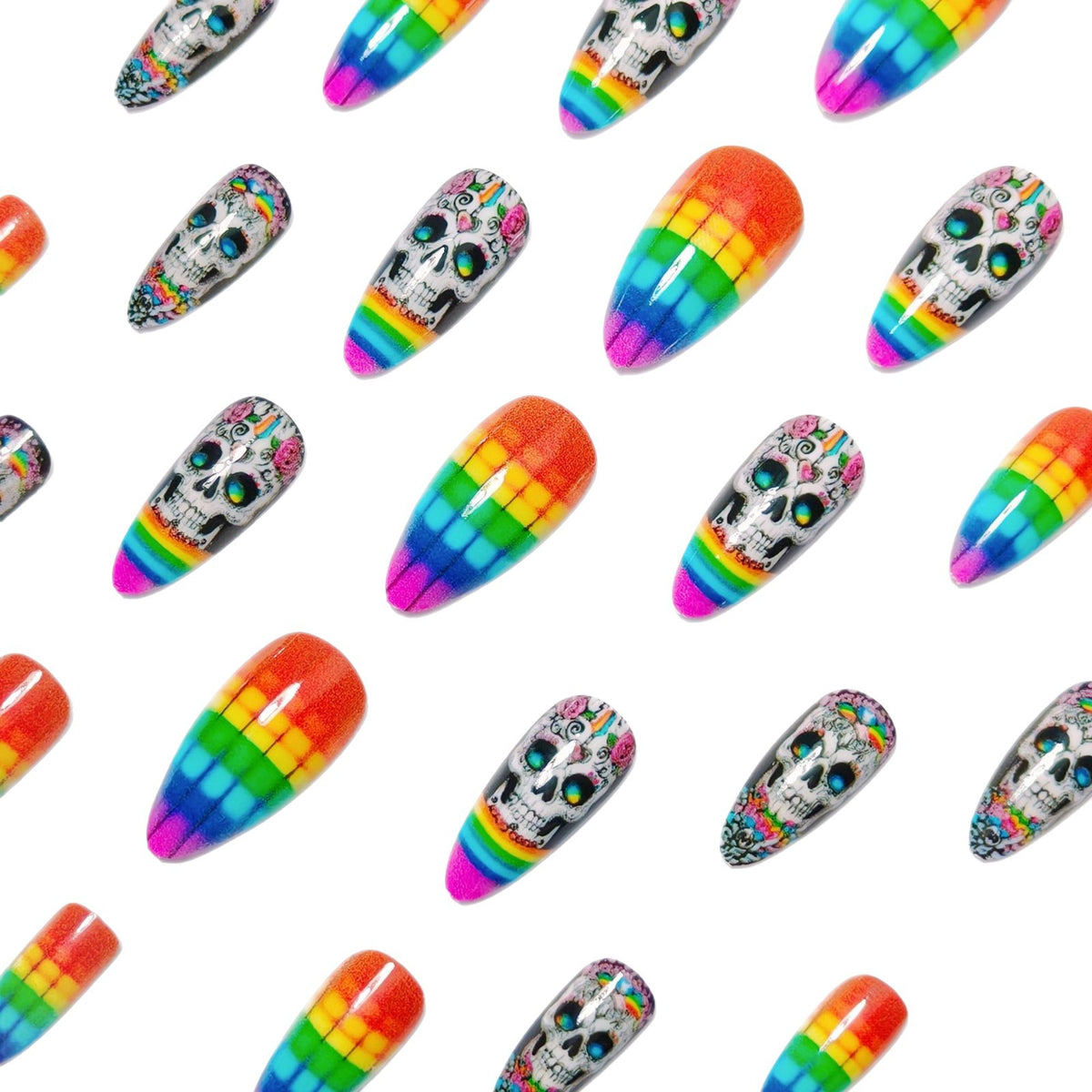 Artistic Skull-Pattern Nail Art Acalora