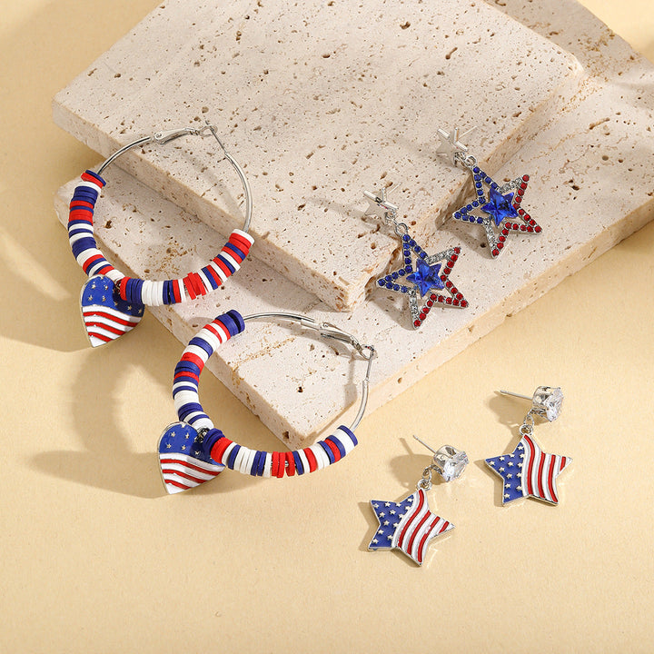 Unisex nan beaded patriotic keychain charm with MAGA letter cubes and enamel star pendant Kalsten