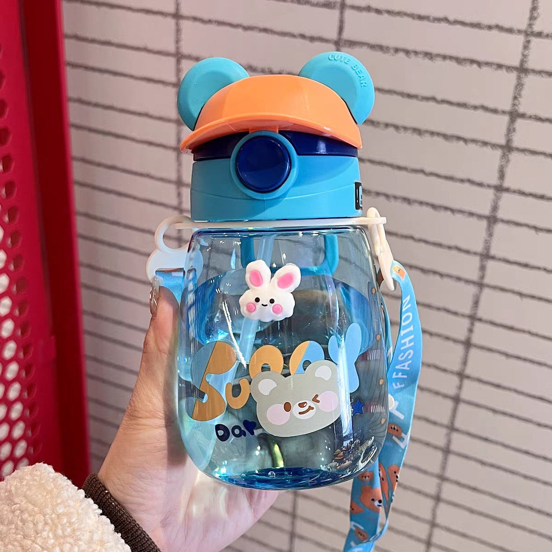 Women Playful Children's Drinking Bottle with Integrated Straw Kalsten