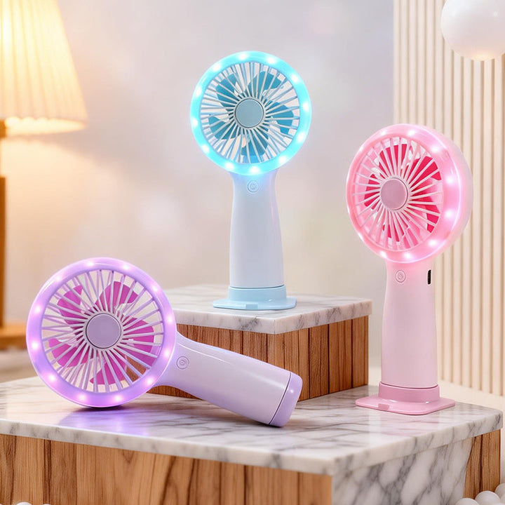 Women Portable Hand Fan with LED Light and USB Connection Kalsten