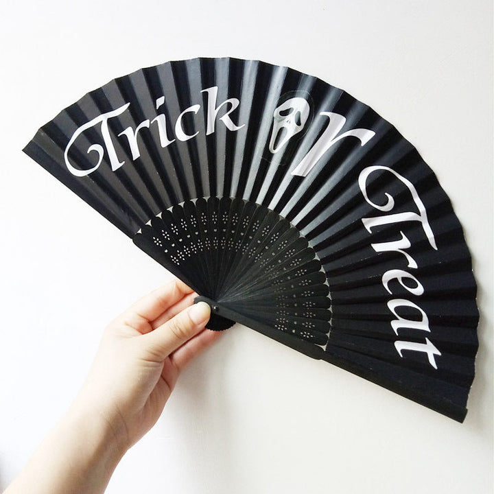 Women's Halloween costume fan with unique lettering Kalsten