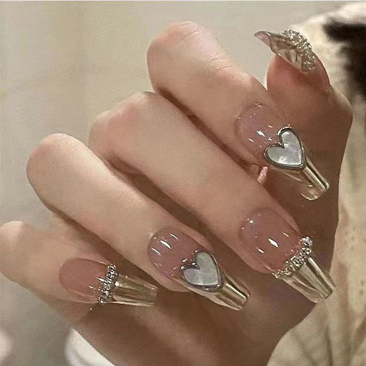 Artificial nails with glitter and heart design Kalsten