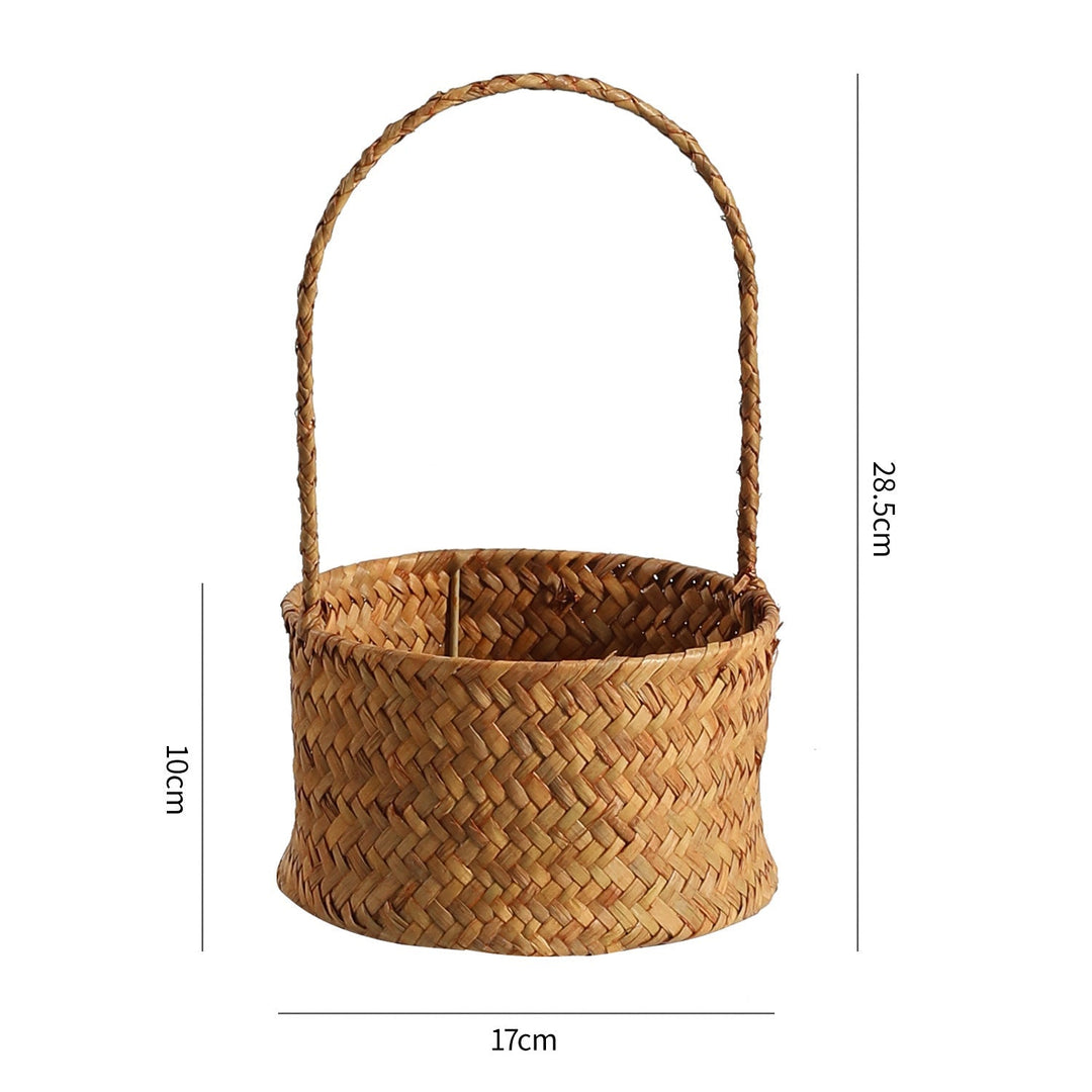 Handwoven Natural Fiber Storage Basket with Double Divider Kalsten