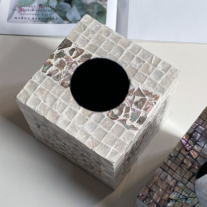 Mosaic paper bin made of natural materials Acalora