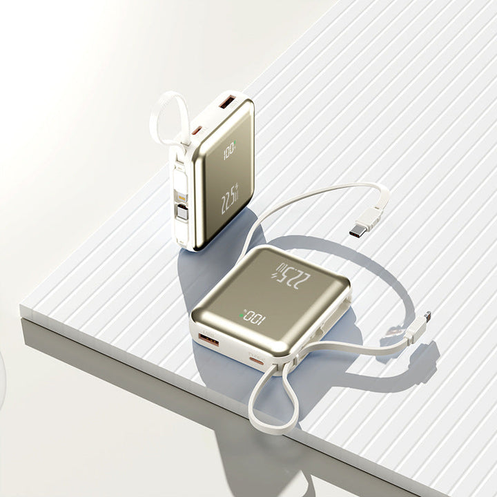 Portable power bank with digital display and integrated cable management Kalsten