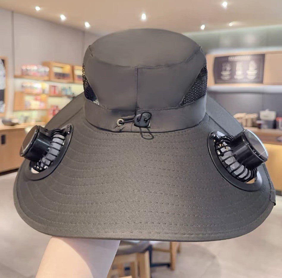UV-Protect-Sun Hat with removable face and neck protection, integrated solar fan and breathable mesh Kalsten