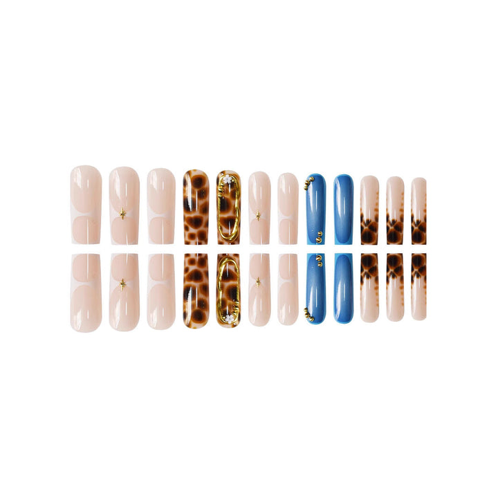 Artistic Press-On Nail Set with Unique Giraffe Pattern Kalsten