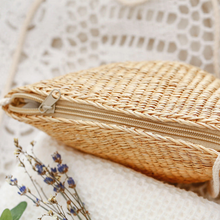Handcrafted basket bag in unique half-moon design Kalsten