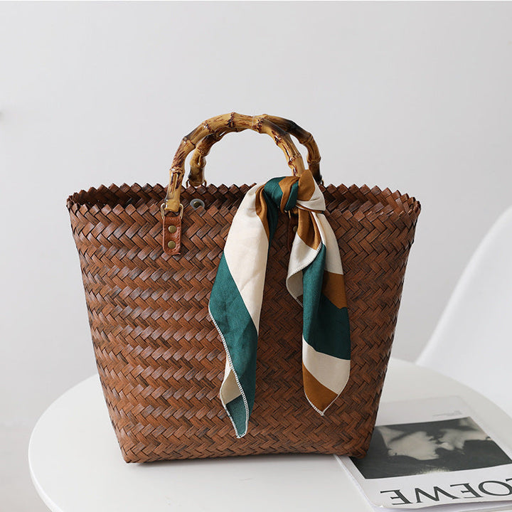 Handmade basket bag with stylish braiding pattern Kalsten
