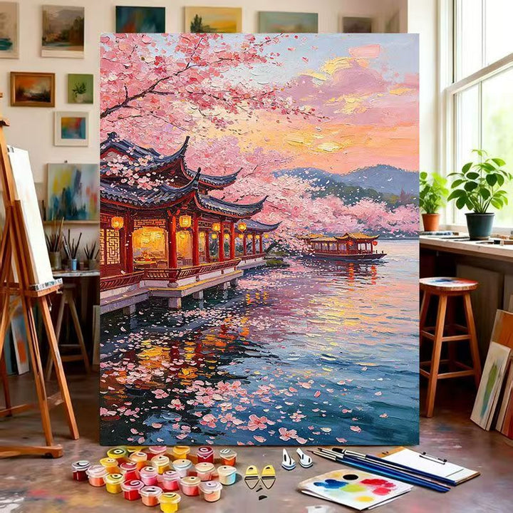 Scenic Cherry Blossom Paint by Numbers Art Kit Kalsten