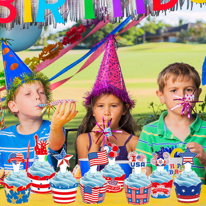 Unisex nan Patriotic Cupcake Wrappers Set for Independence Day Party with Scalloped Edges and Printed Stars Stripes Kalsten