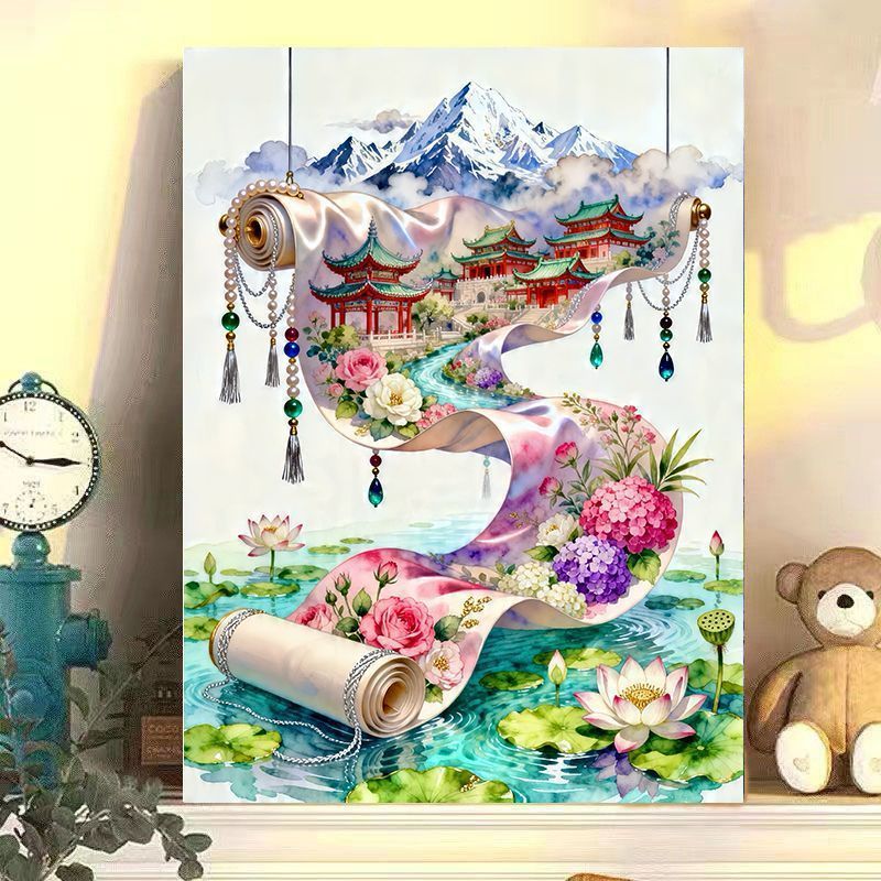 Elegant Chinese Landscape Scroll Art Print Kalsten