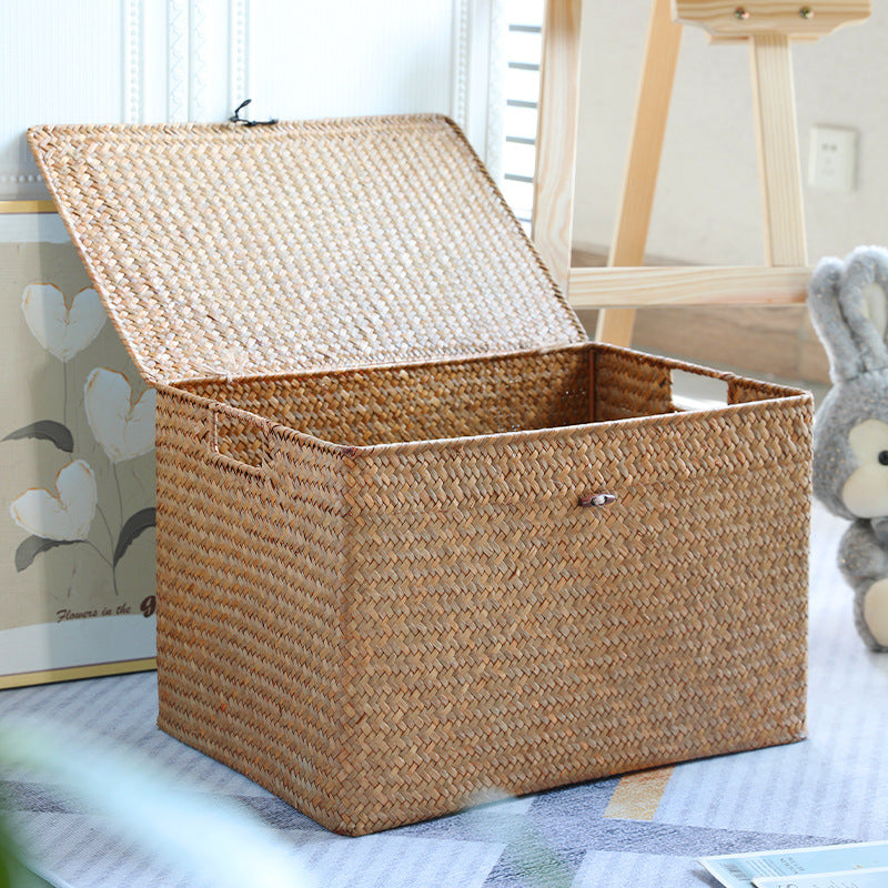 Rectangular Woven Storage Chest with Lid Kalsten