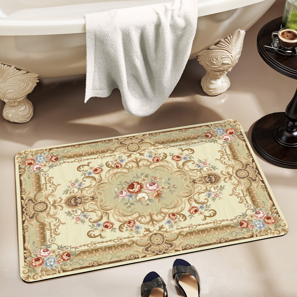 Elegant Vintage Floral Bath Mat Acalora