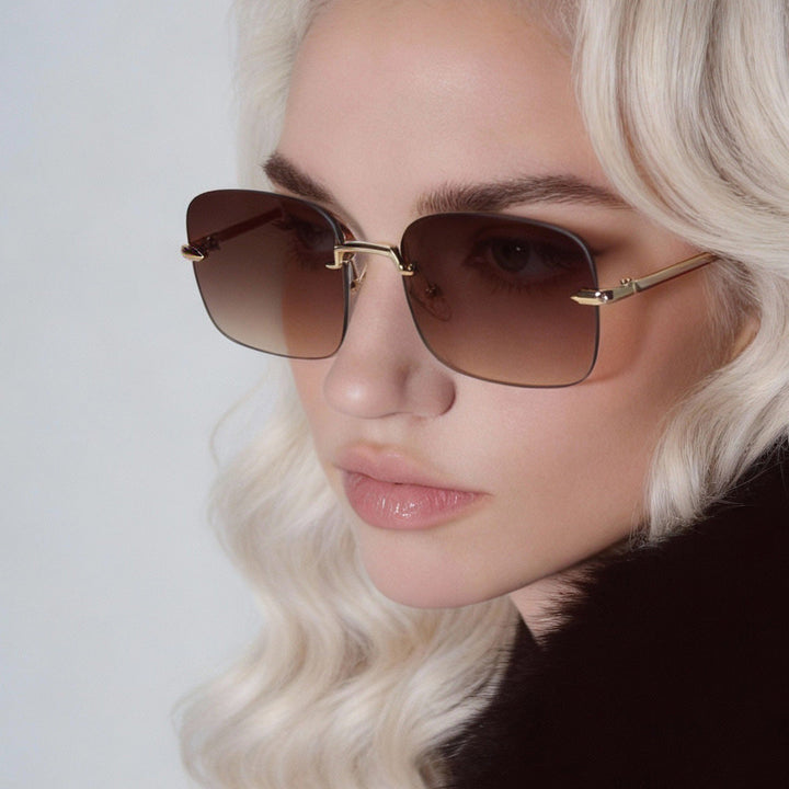 Women Oversized Sunglasses with Filigree Metal Frame Kalsten