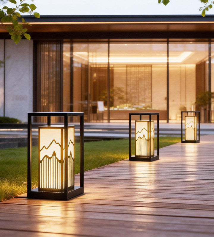 Japanese-Inspired LED Outdoor Lantern With Wooden Frame Kalsten