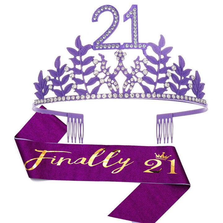 Women's Glamorous Birthday Crown with Shining Rhinestones Kalsten