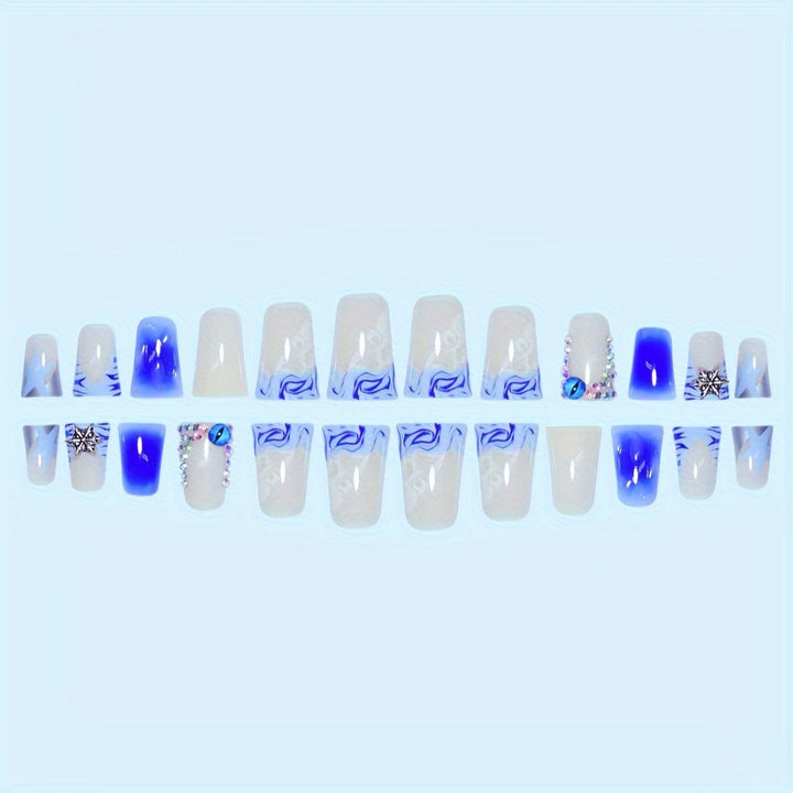 Decorative Press-On Nail Art Set with Gemstone Accents Kalsten