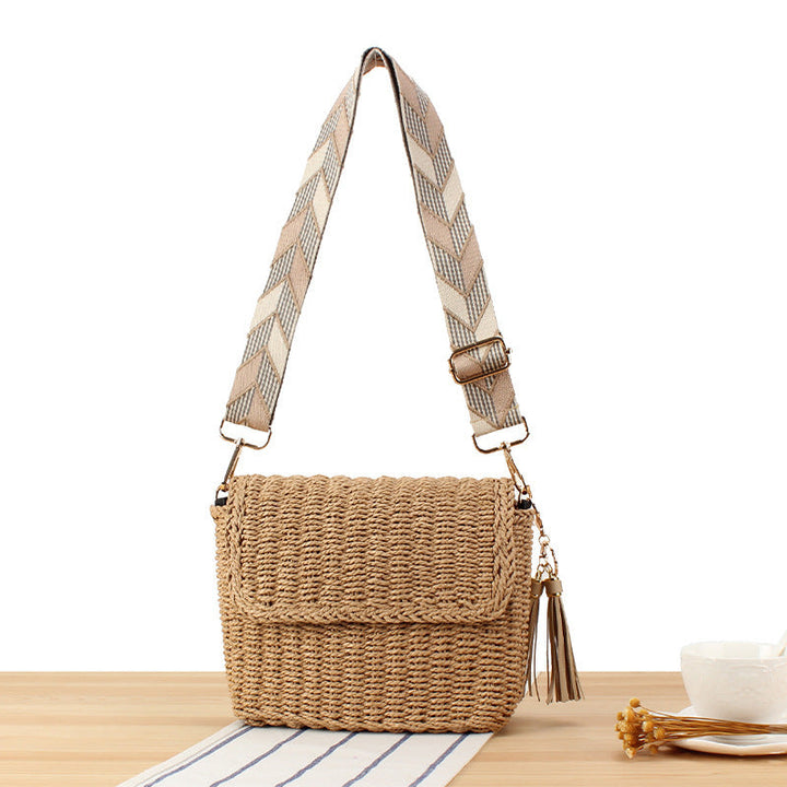 Elegant Shoulder Bag Made of Braided Natural Fabric Kalsten