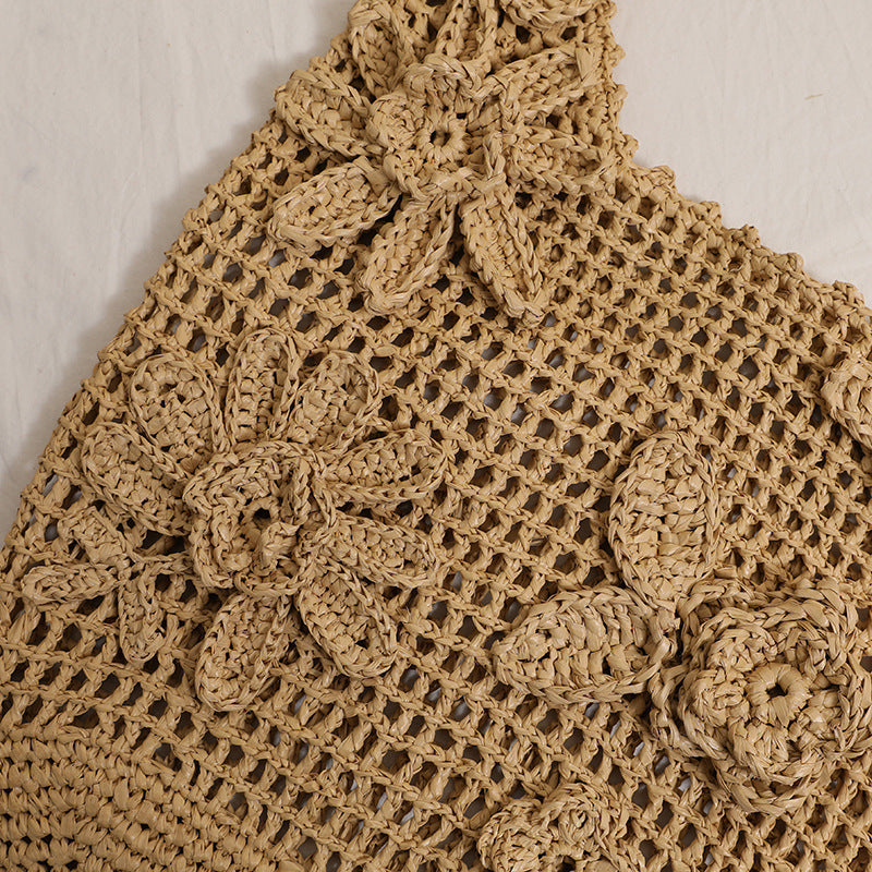 Crocheted shoulder bag with floral appliqués Kalsten