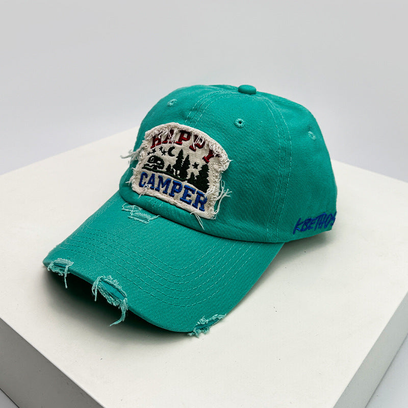 Men's Distressed Embroidered Camping Cap Kalsten