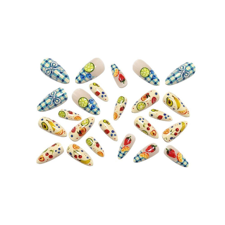Artificial nails with fruity and checkered design Kalsten