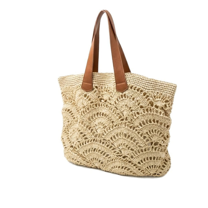 Hand-knotted beach bag with elegant wave design Kalsten